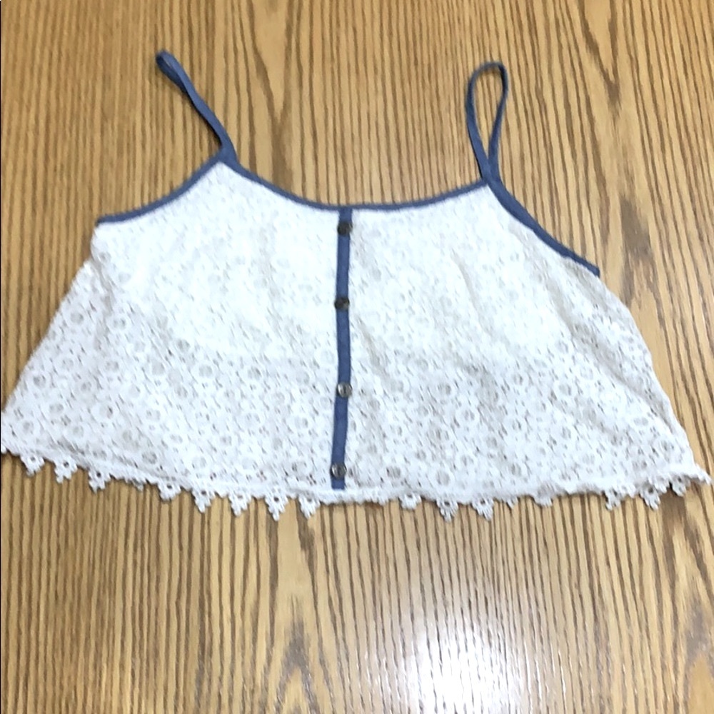 Paper Crane Adorable Lace & Jean look Crop Top